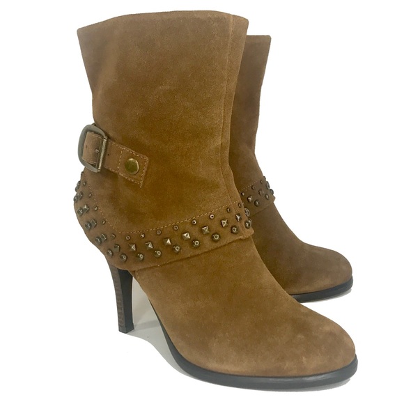 a.n.a. Brown Suede Leather Studded Ankle Boots